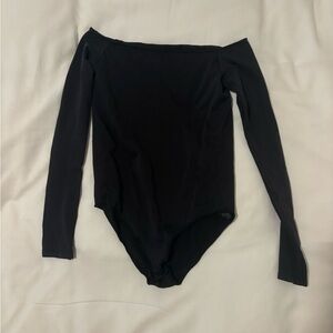 SKIMS Black Off-Shoulder Bodysuit Top